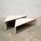 Series of 2 vintage travertine coffee tables published by Roche Bobois