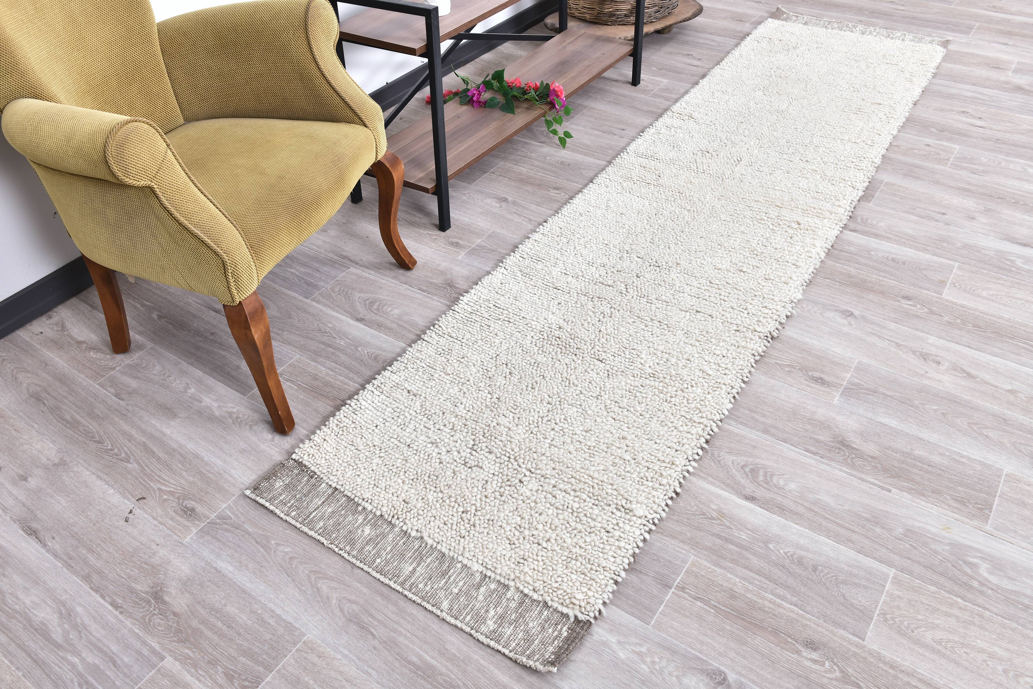 Brown Beige Vintage Runner Rug 70x307Cm