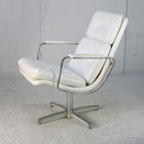 Armchair "Space Age"". Steel and imitation leather. Swivel. France, 70s