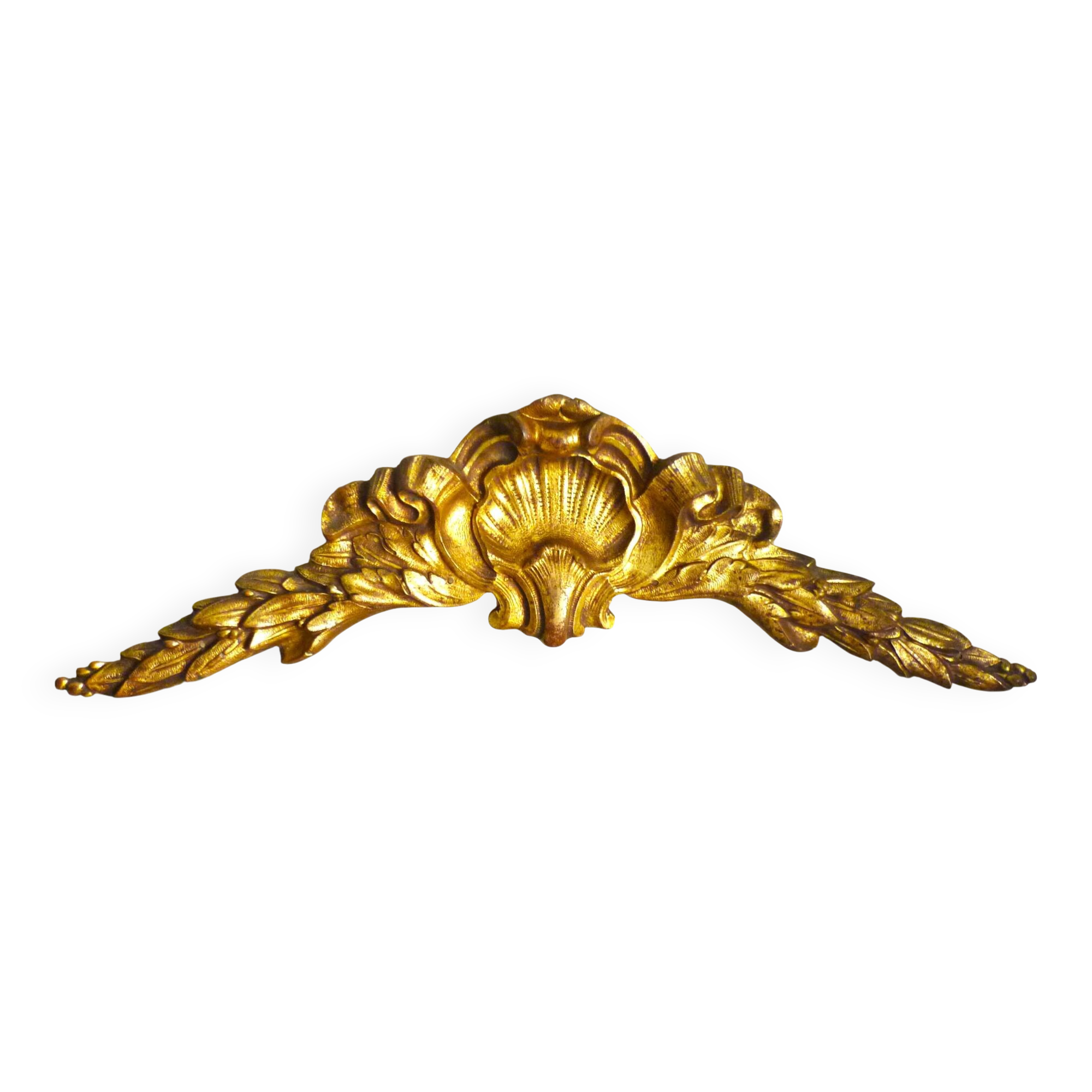 Antique gilt bronze pediment, furniture decoration, mirror, signed JF
