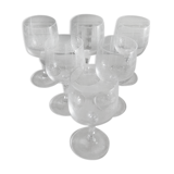 Set of 24 old engraved crystal foot glasses