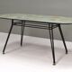 Table à manger italienne avec base en métal et plateau en verre et laiton, années 1950.