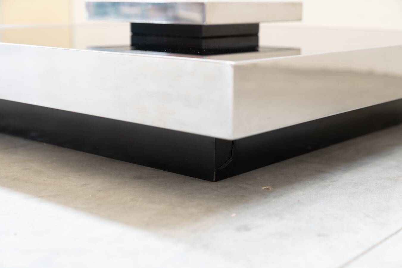 Stainless steel and glass coffee table by Ausenda, 1970Style