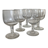 Set de 6 verres tulipe comptoir de bistrot  1950 en verre irrégulier