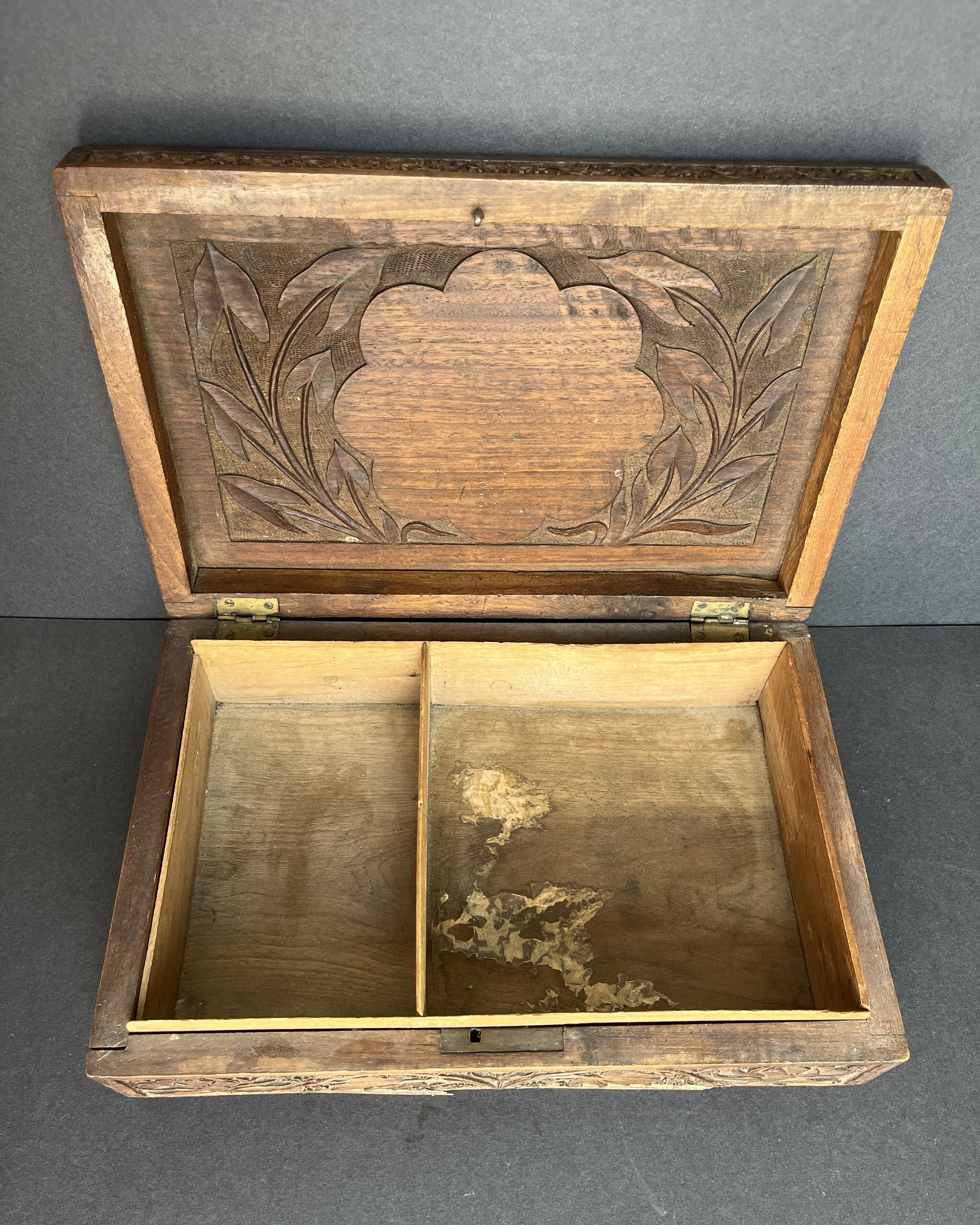 Carved wooden jewelry box