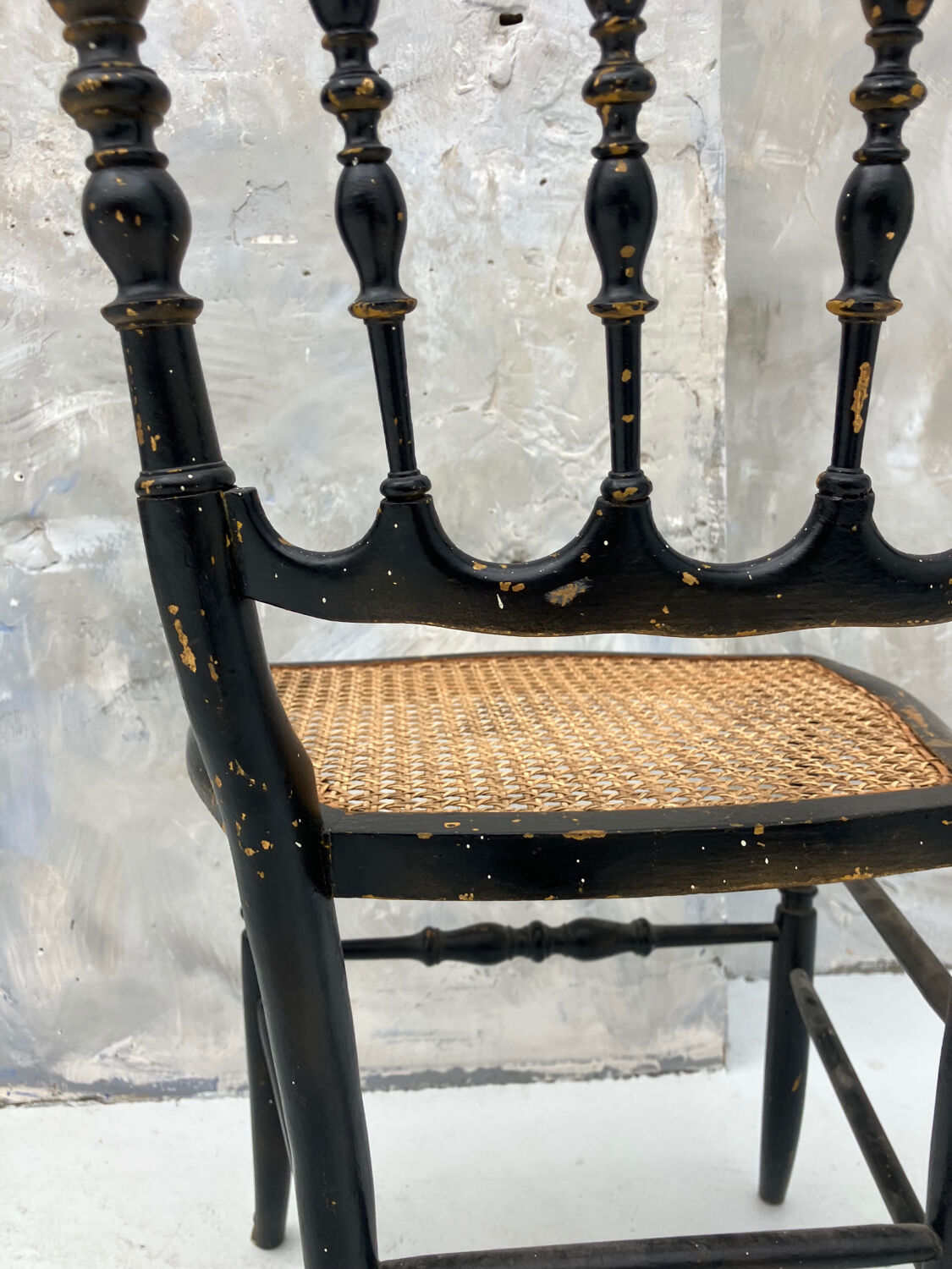 Napoleon III chair in blackened wood and cane