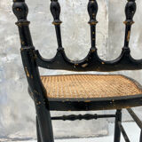 Napoleon III chair in blackened wood and cane
