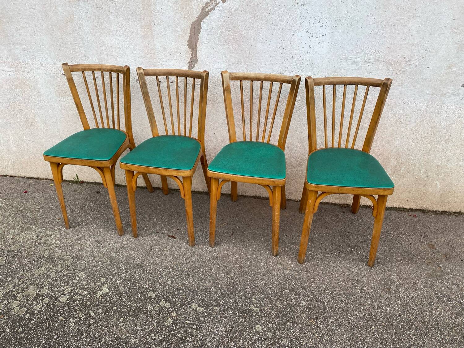 Set of 4 green Baumann 153 chairs