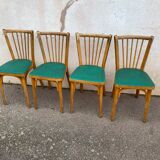 Set of 4 green Baumann 153 chairs