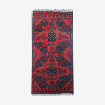 Handmade afghani rug, oriental wool carpet 48x100cm