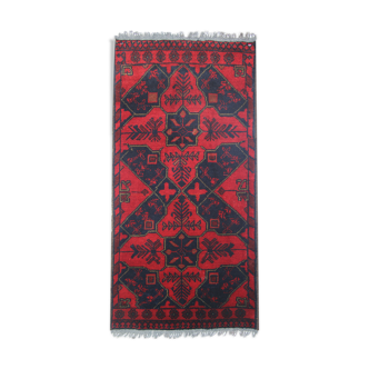 Handmade afghani rug, oriental wool carpet 48x100cm