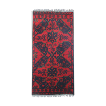 Handmade afghani rug, oriental wool carpet 48x100cm