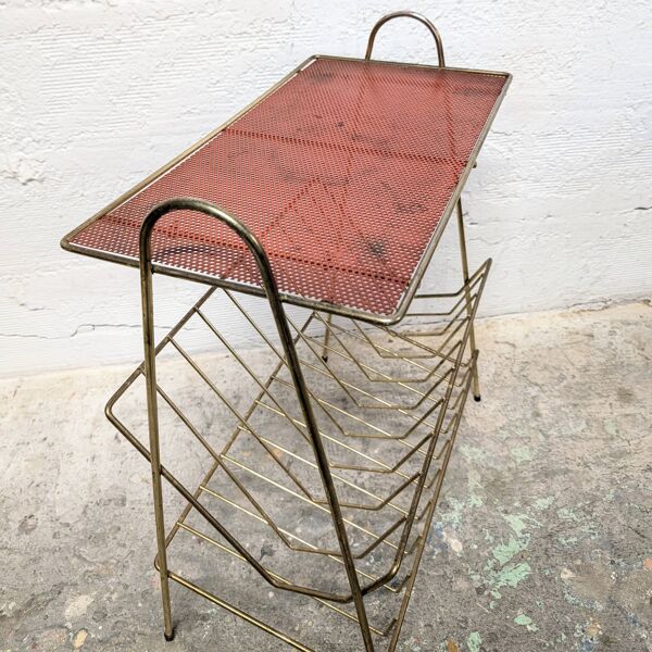 Table porte-vinyles dorée