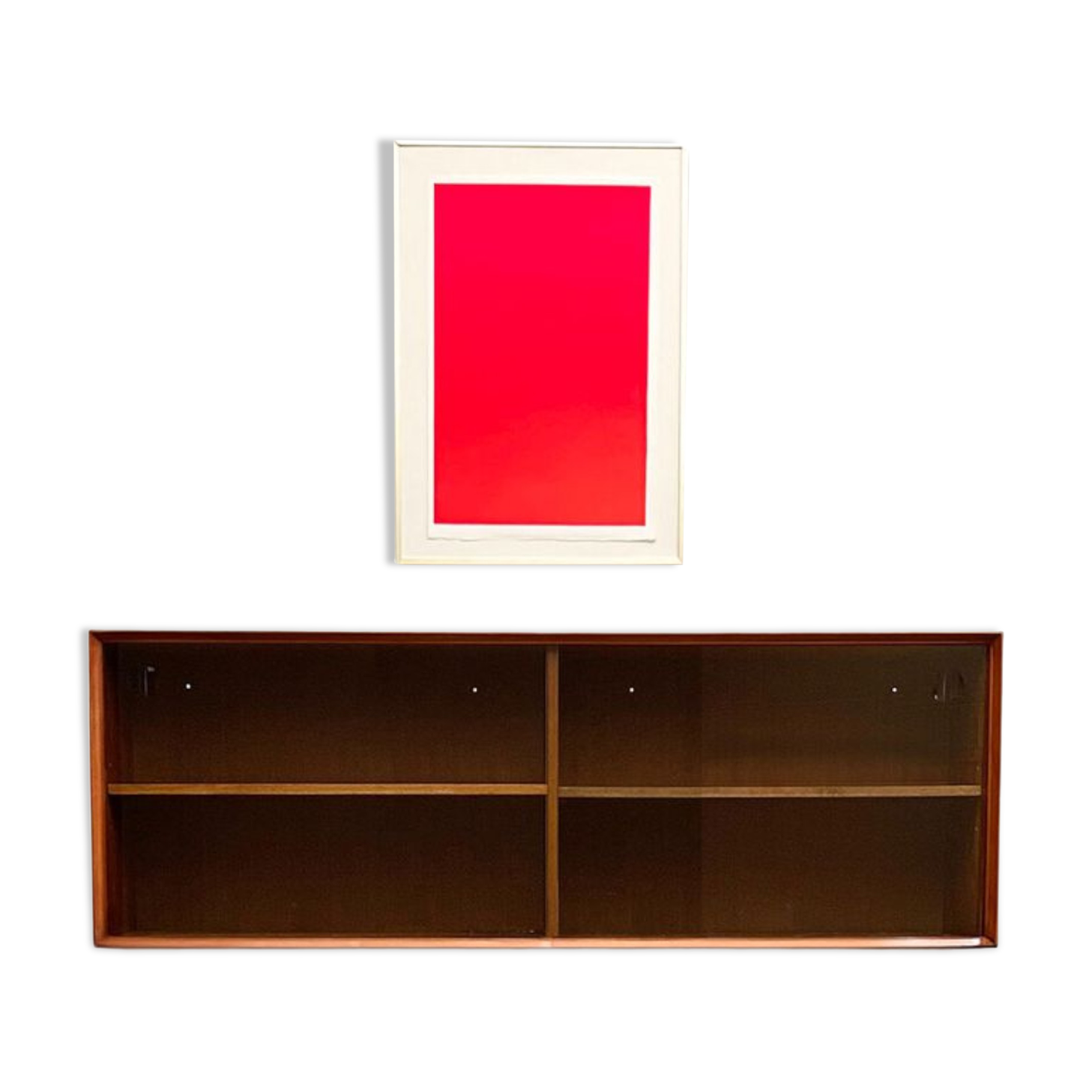 Armoire murale en teck du milieu du siècle ou vitrine avec portes en verre, Allemagne, années 1960