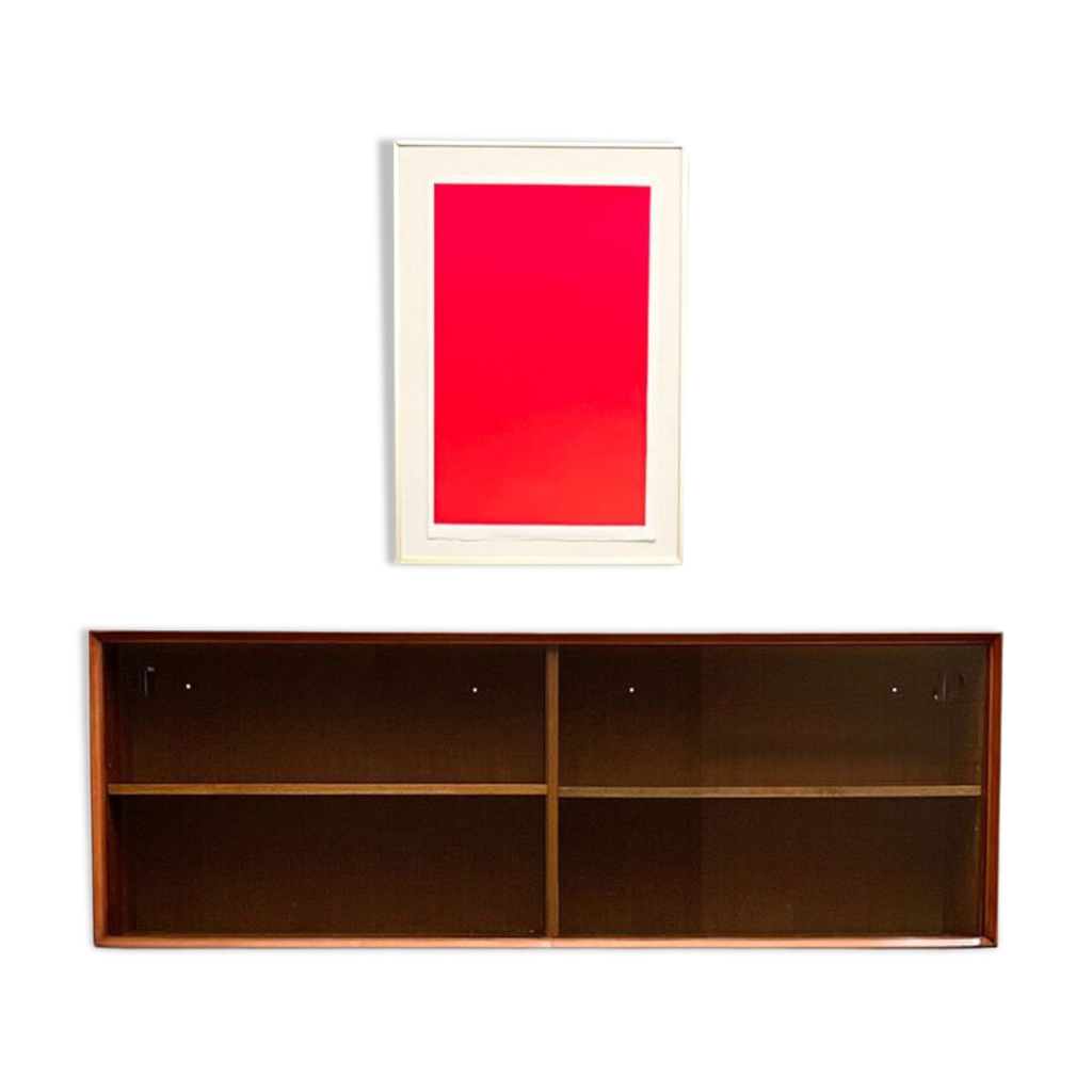 Armoire murale en teck du milieu du siècle ou vitrine avec portes en