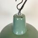Suspension industrielle en émail vert, années 1960