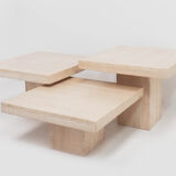 Un ensemble de 3 tables gigognes italiennes vintage en travertin