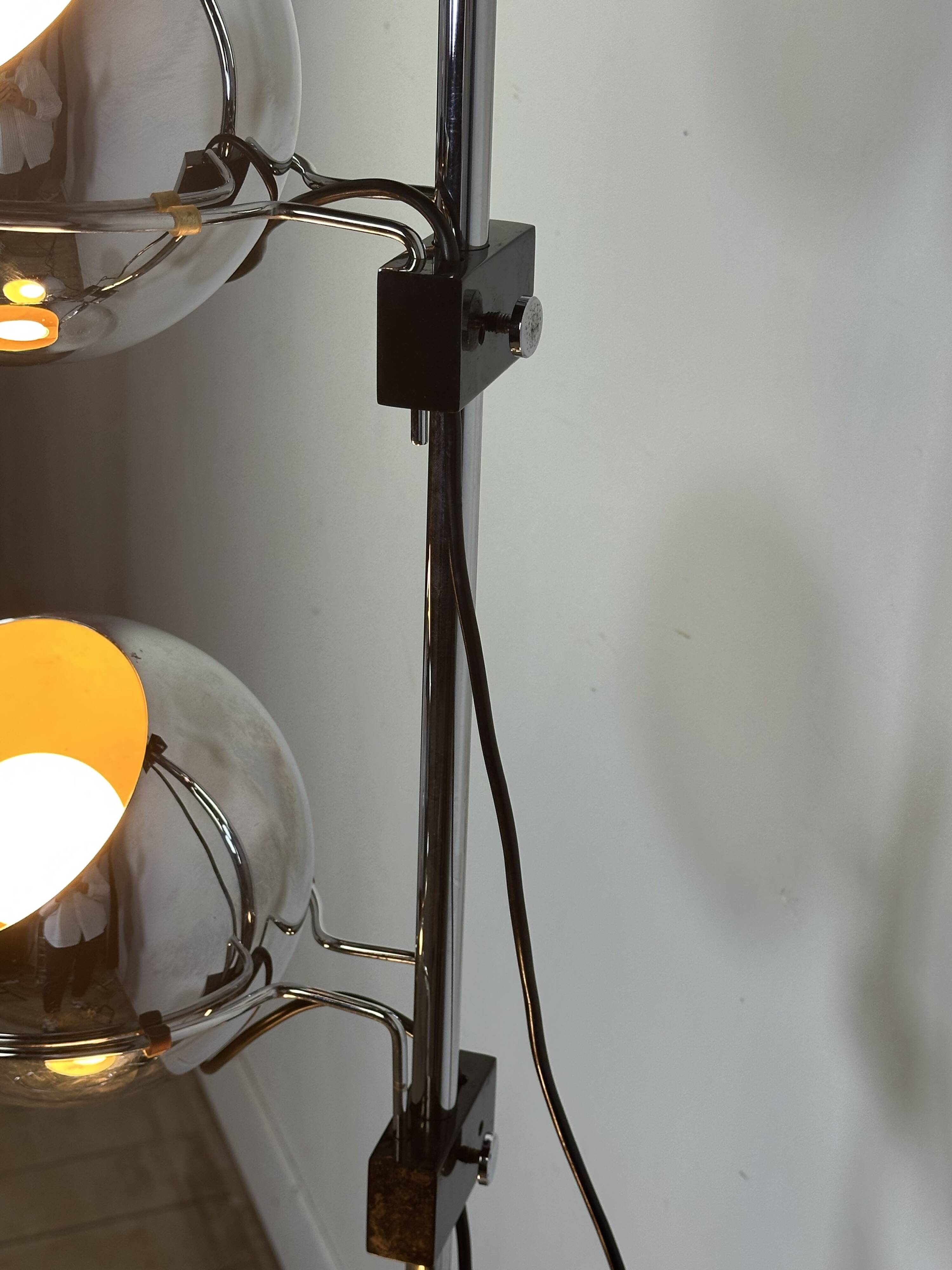 Lampadaire Vintage Space Age "Eyeball" 3 Globes Chromés 1970'S