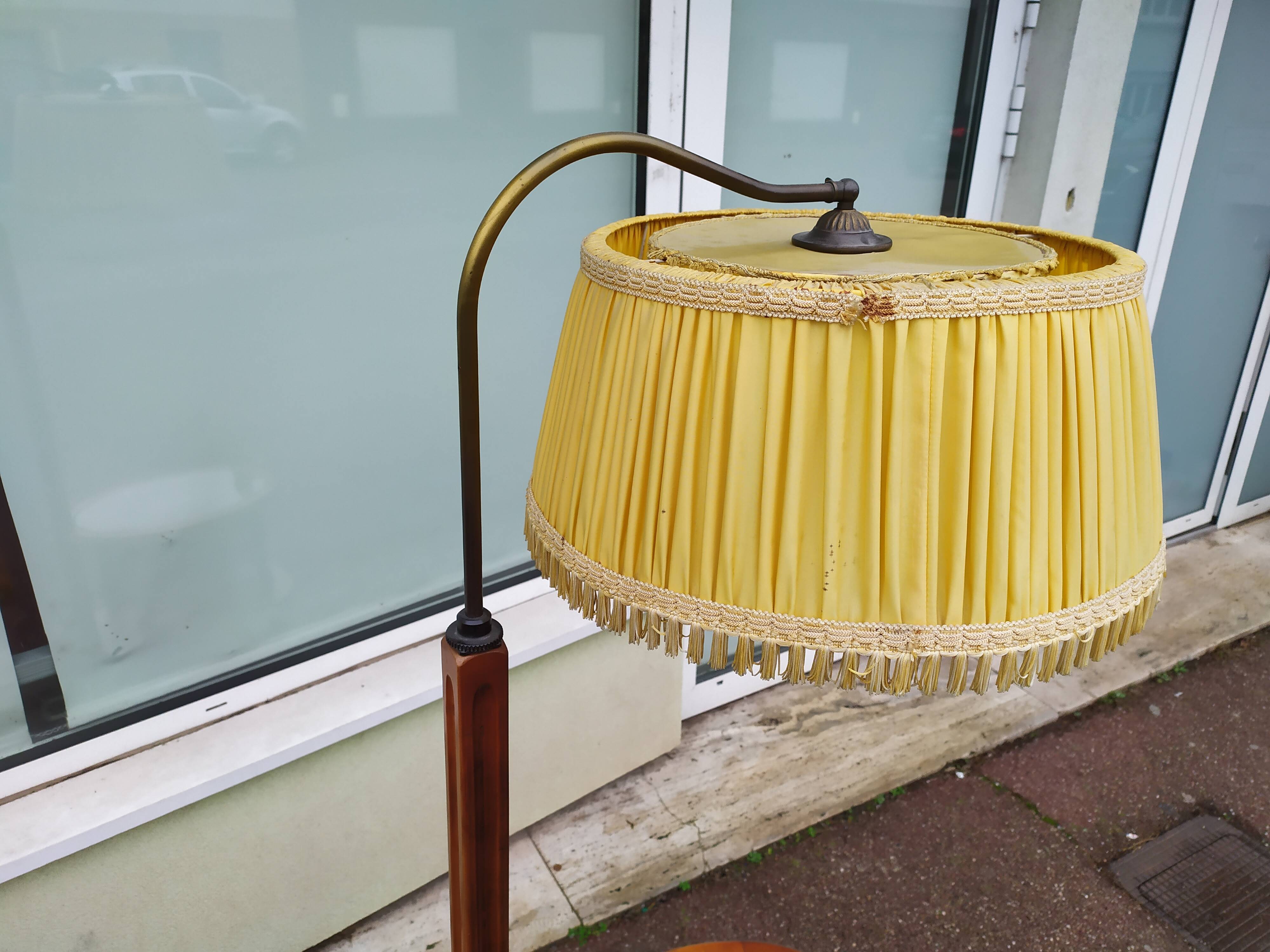 Floor lamp - wood - cane - glass