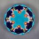 Longwy coupe model Roxane – Floral enamels on a crackled turquoise background