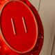 Large vintage oval ceramic platter XL from the 1980s - red glaze - fruit relief - Mid-Century design - Italy