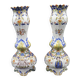 Paire de vase peints à la main "Rouen" Faïence 1910
