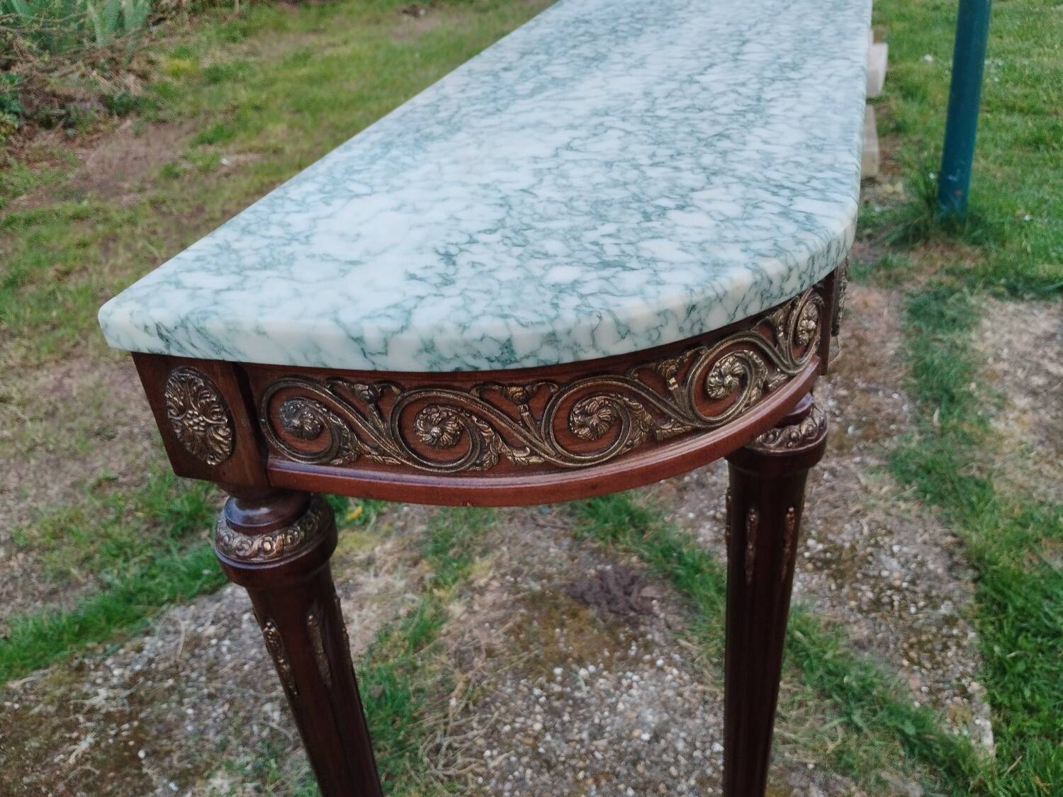 Console ancienne style louis xvi avec plateau marbre