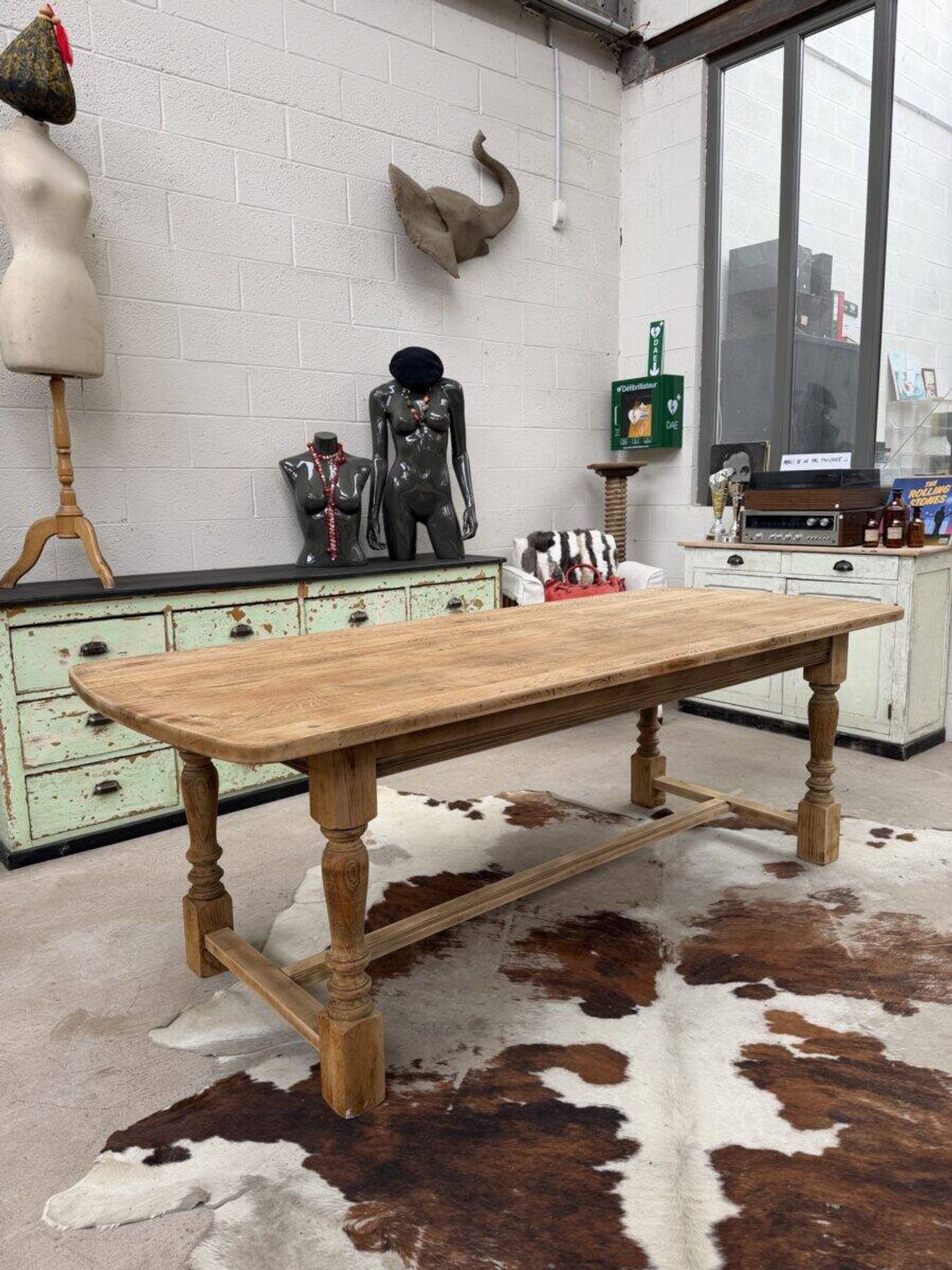 Table de ferme en chêne années 60