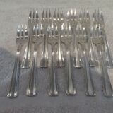 12 silver plated cake forks, Ercuis Compiègne, 13.7cm