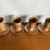 Ensemble de 4 tasses à café et assiettes en grès vintage