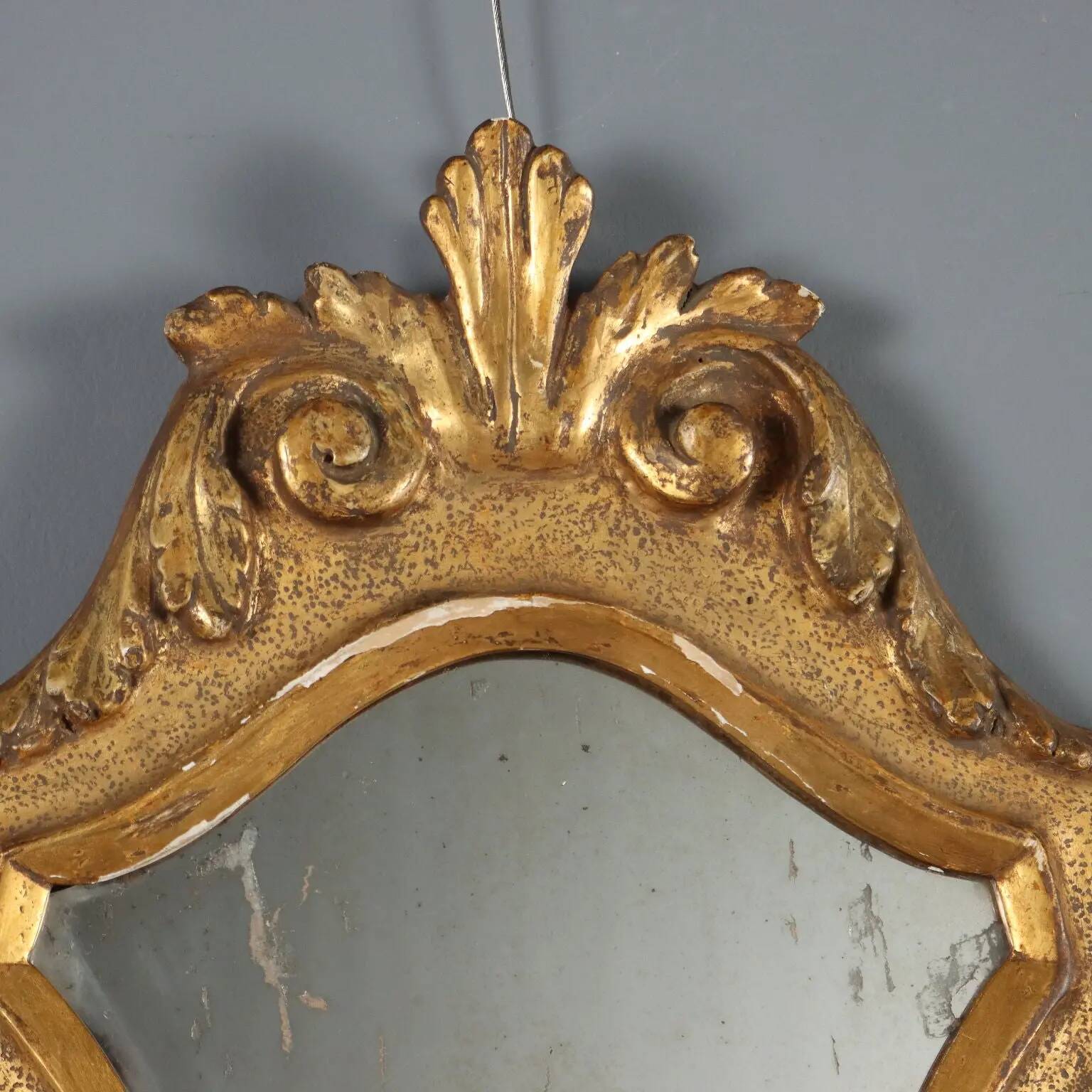 Antique carved and gilded wooden mirror, Italy, 19th century