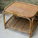Vintage rattan coffee table, 70s
