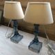 Paire de lampes en verre bleuté
