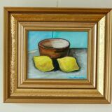 Original European still life oil on panel painting by Hans Haussdal