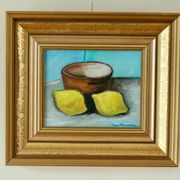 Nature morte européenne originale à l'huile sur panneau de Hans Haussdal