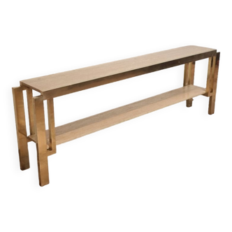 Extra Large Full Brass Travertine Console Table