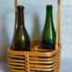 Bottle basket in vintage wicker 60s