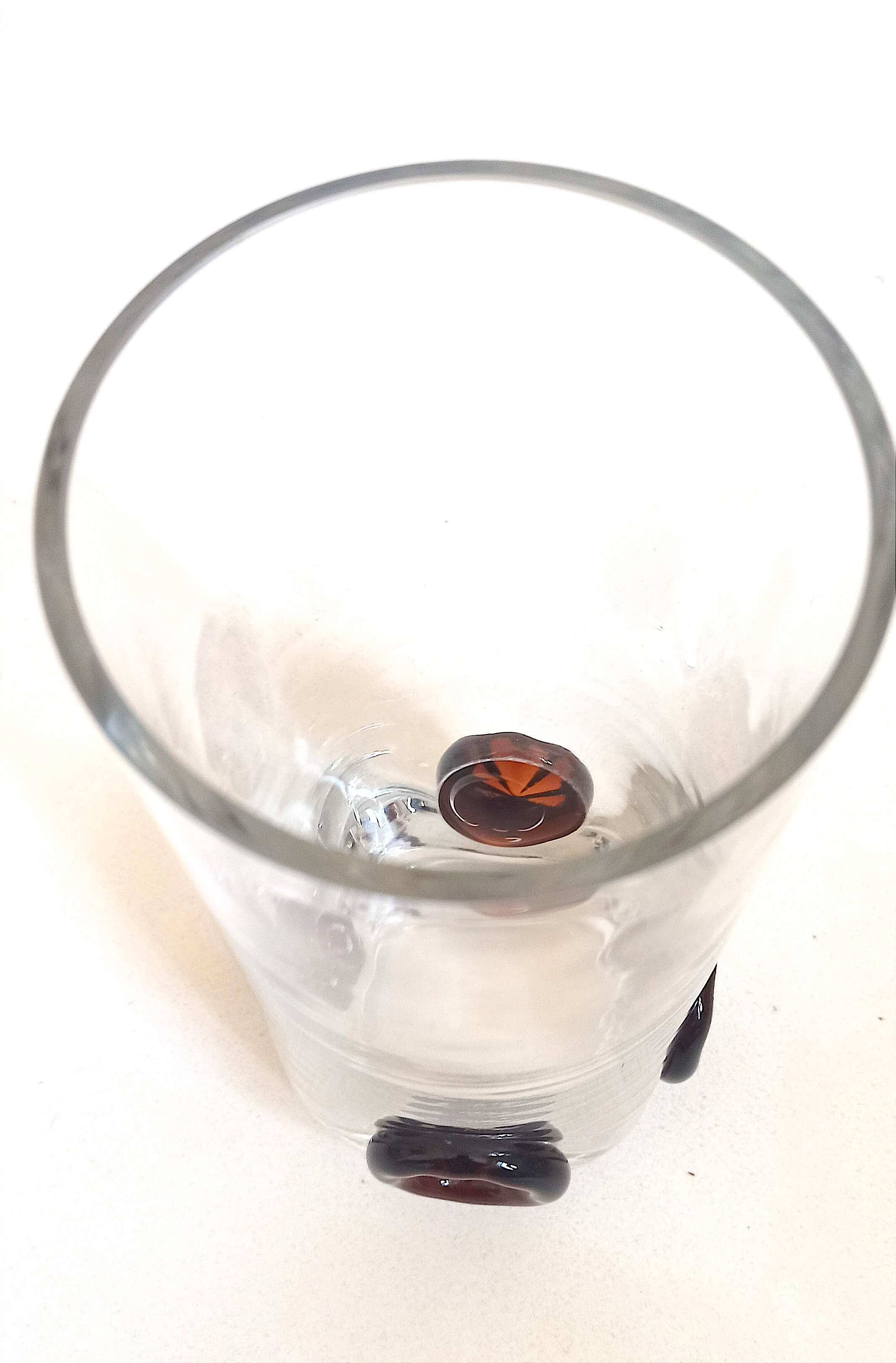 Crystal vase inlaid with button 1970s Height 25 cm