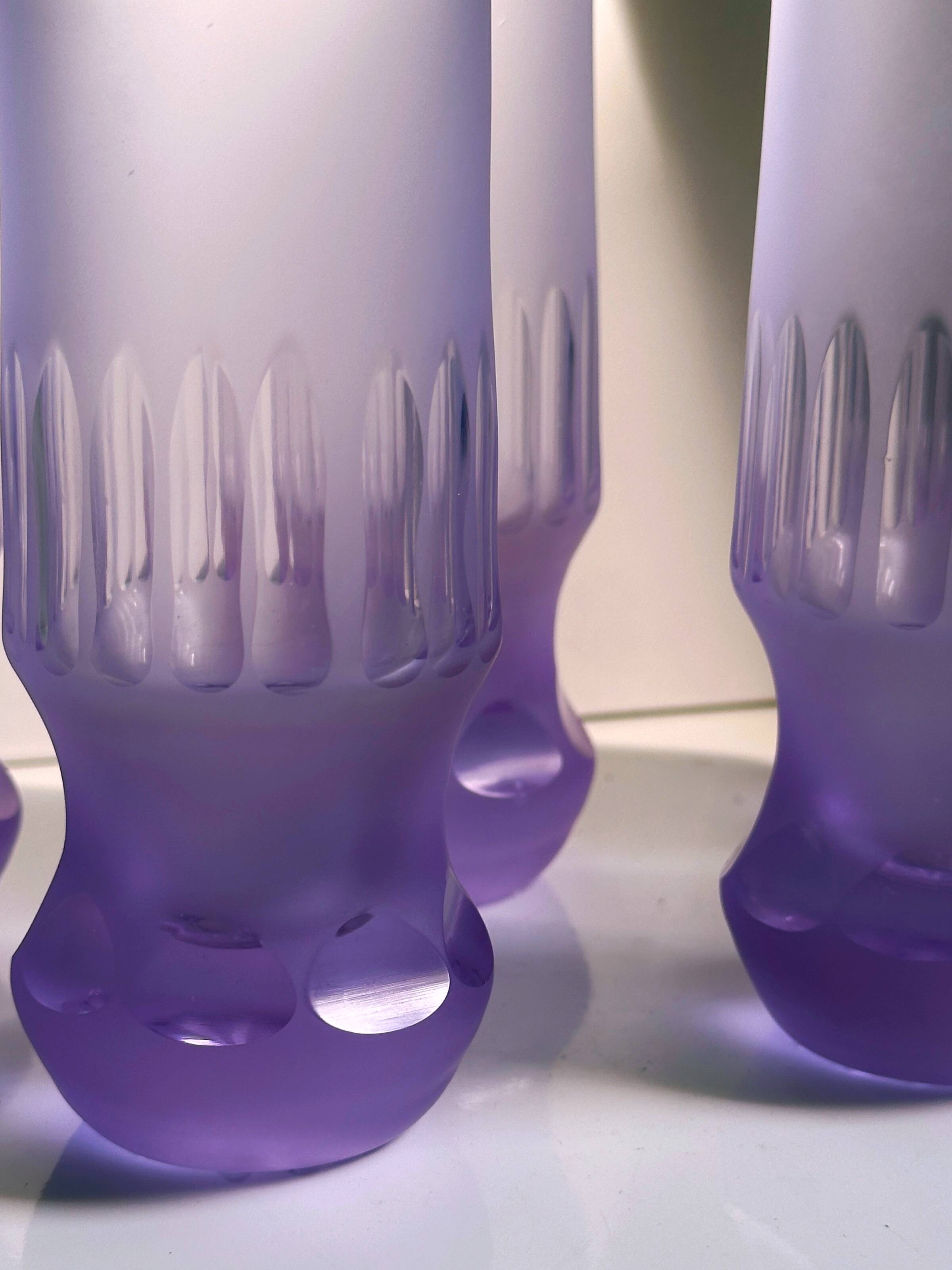 6 Alexandrite Longdrink Glasses Space Age 1970s