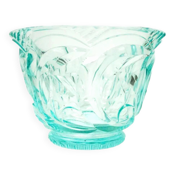 Art Deco vase, uranium crystal, Moser, Czechoslovakia, 1930s