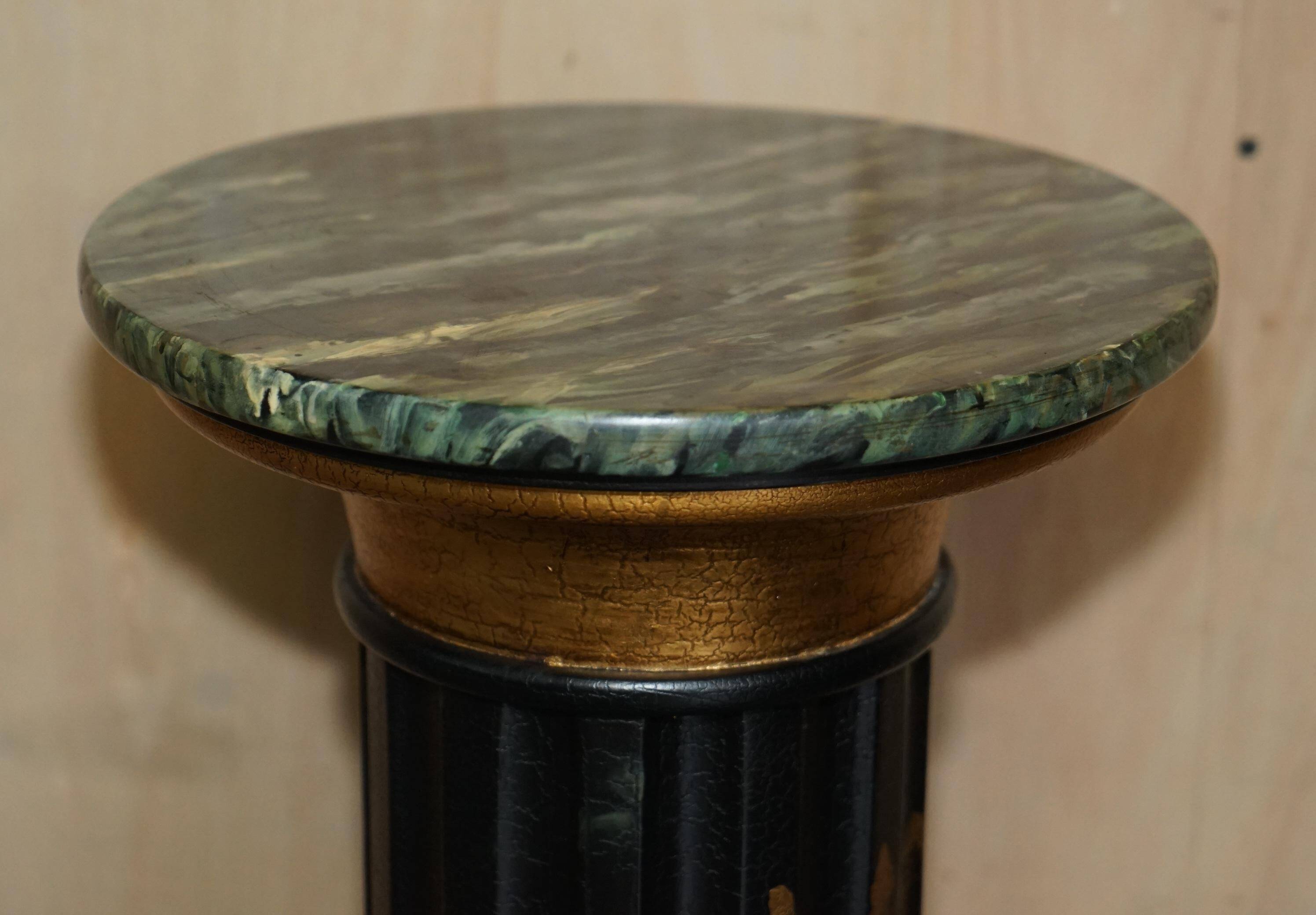 Pair of lacquered torchère columns in Chinoiserie neoclassical style.