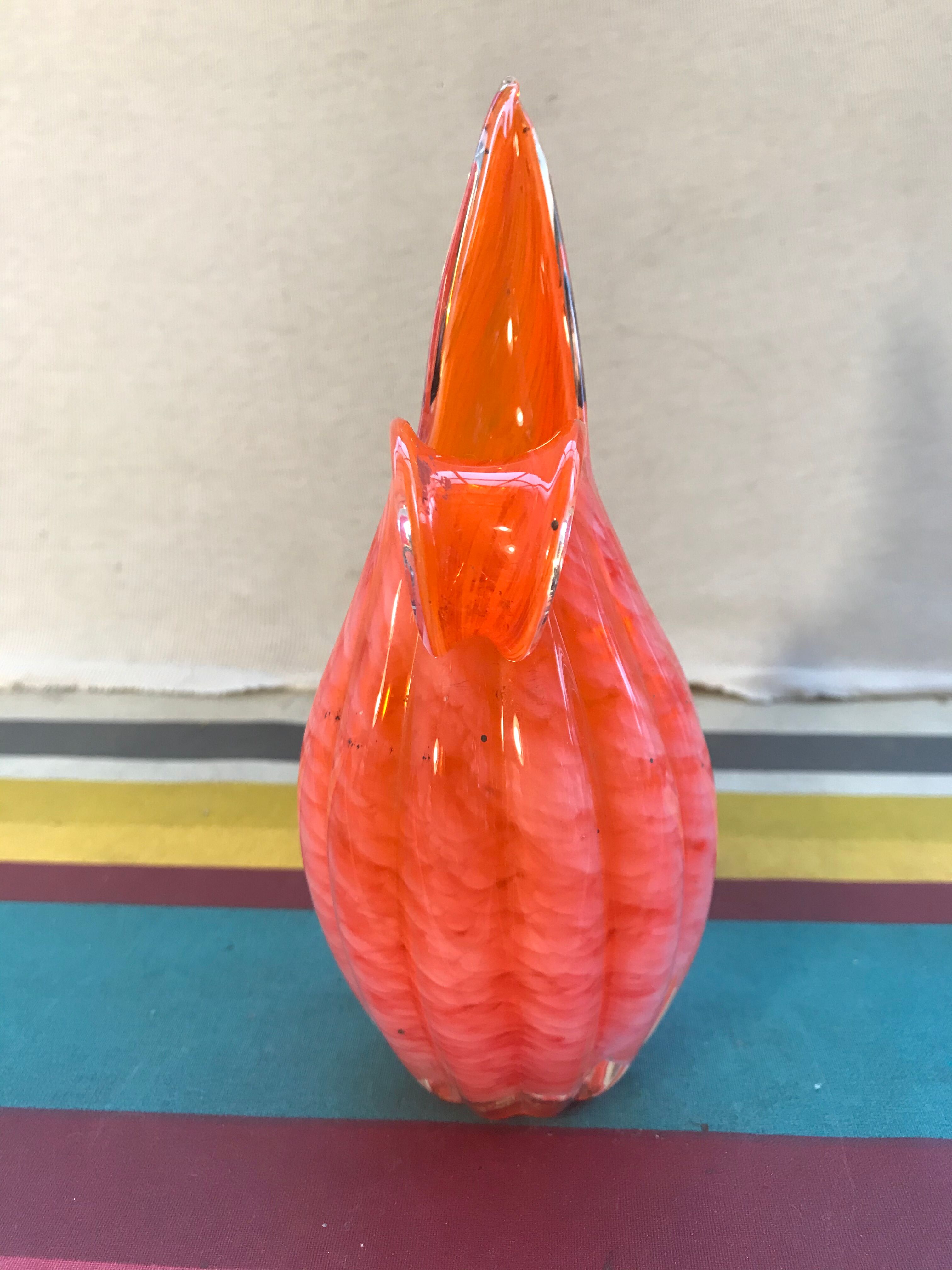 Former Murano pitcher multilayer glass blown rose - anse vintage