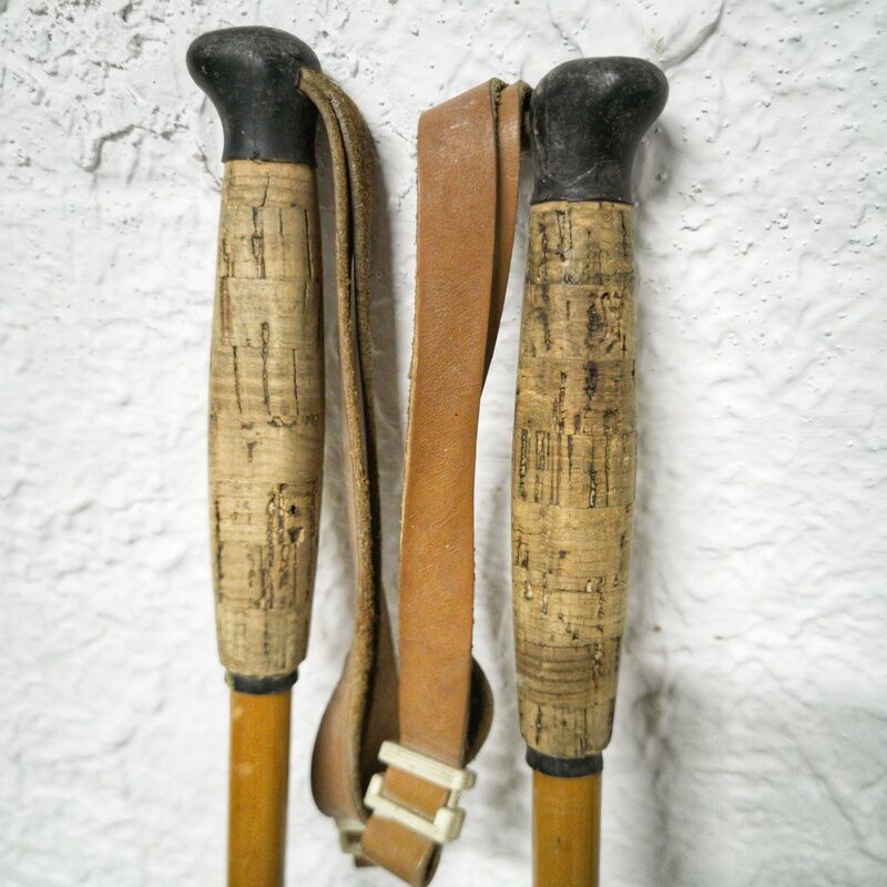 Wooden ski poles
