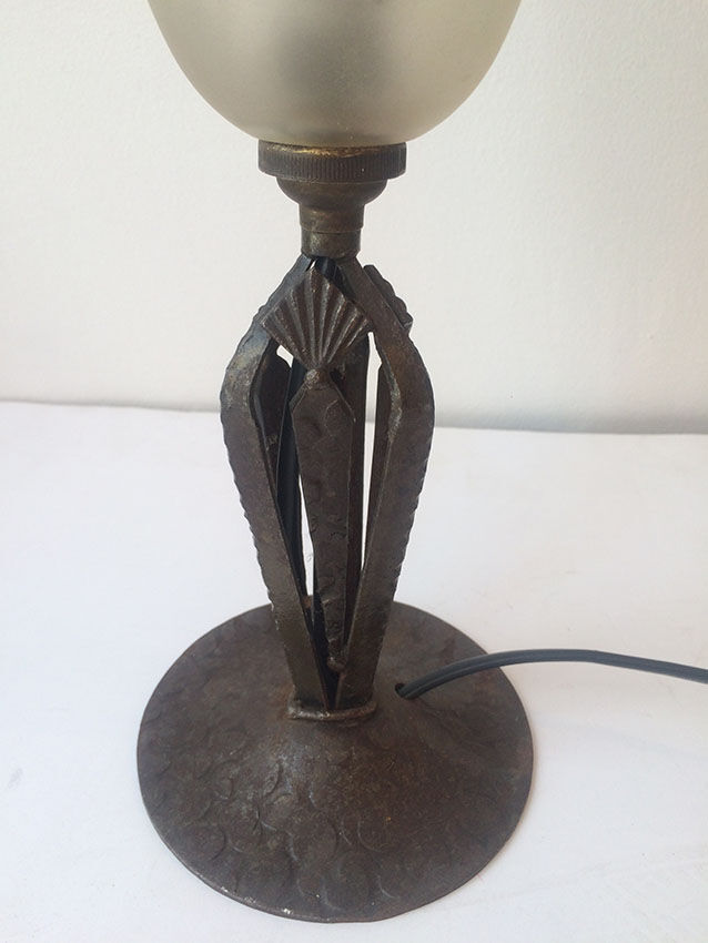 Lamp art deco metal glass