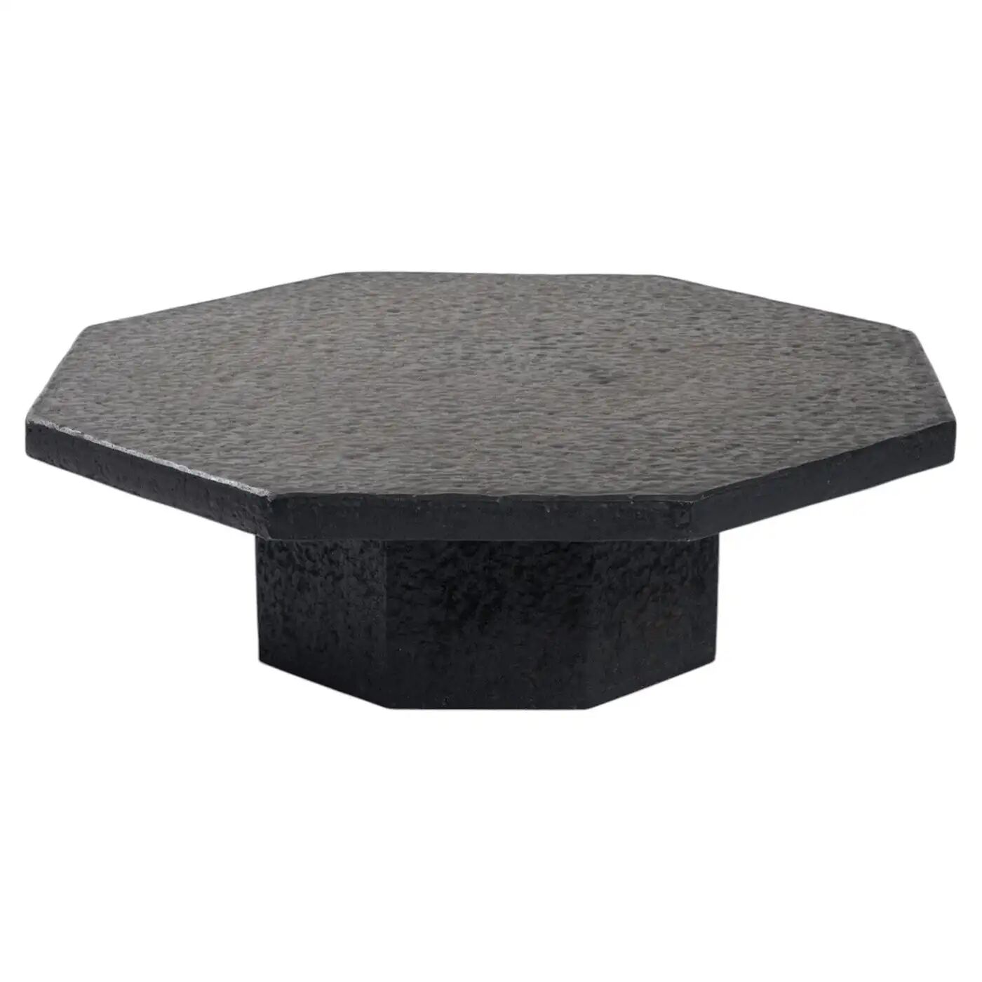 Brutalist Octagonal Coffee Table in Black Stone Look Resin, 1970s