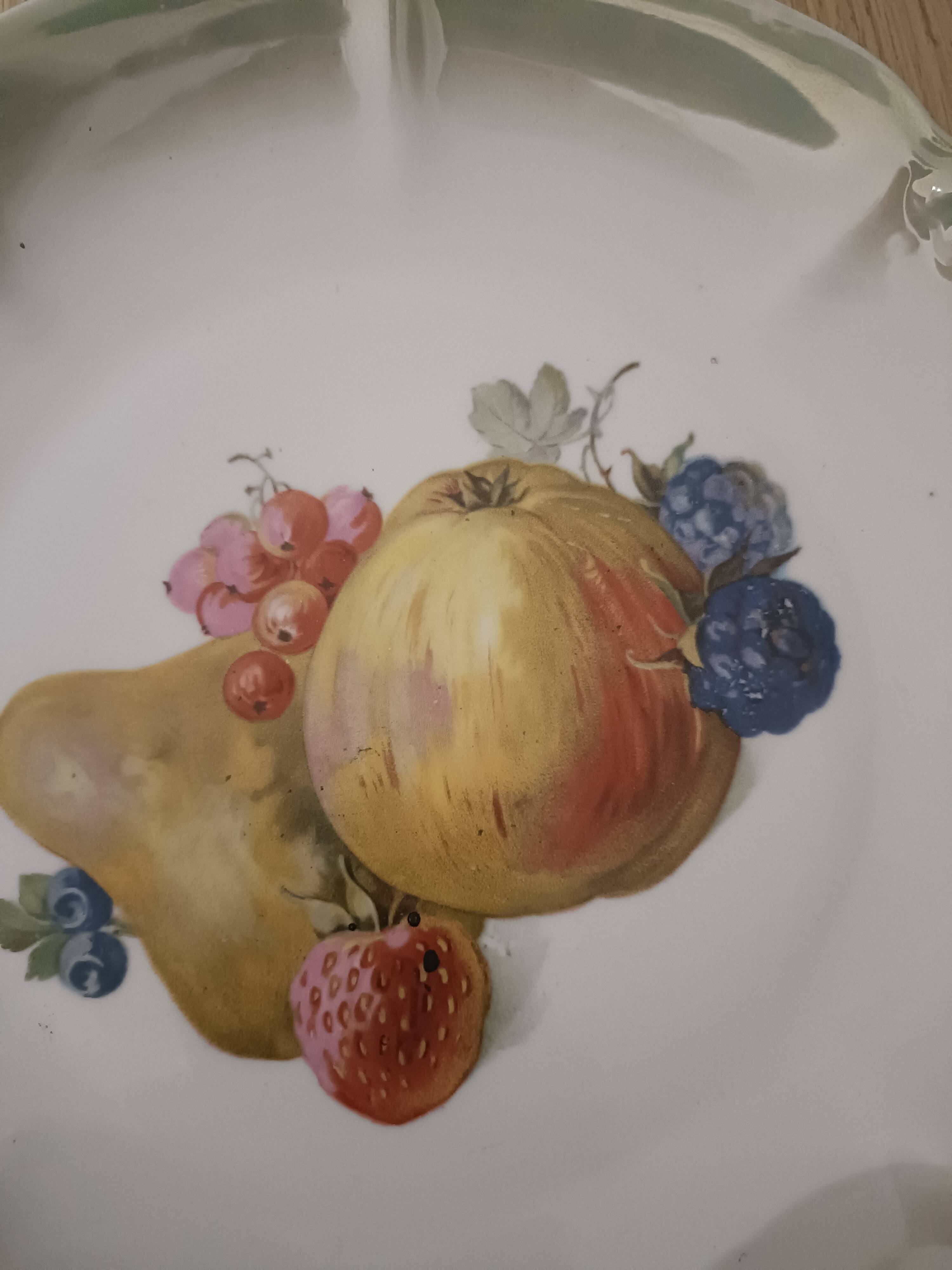Plat de service porcelaine décor fruits
