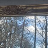 vintage beveled mirror in rectangular shape stucco and gilded wood in Louis XV baroque style