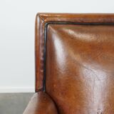 Sheepskin Leather 2-Seater Art Deco Sofa