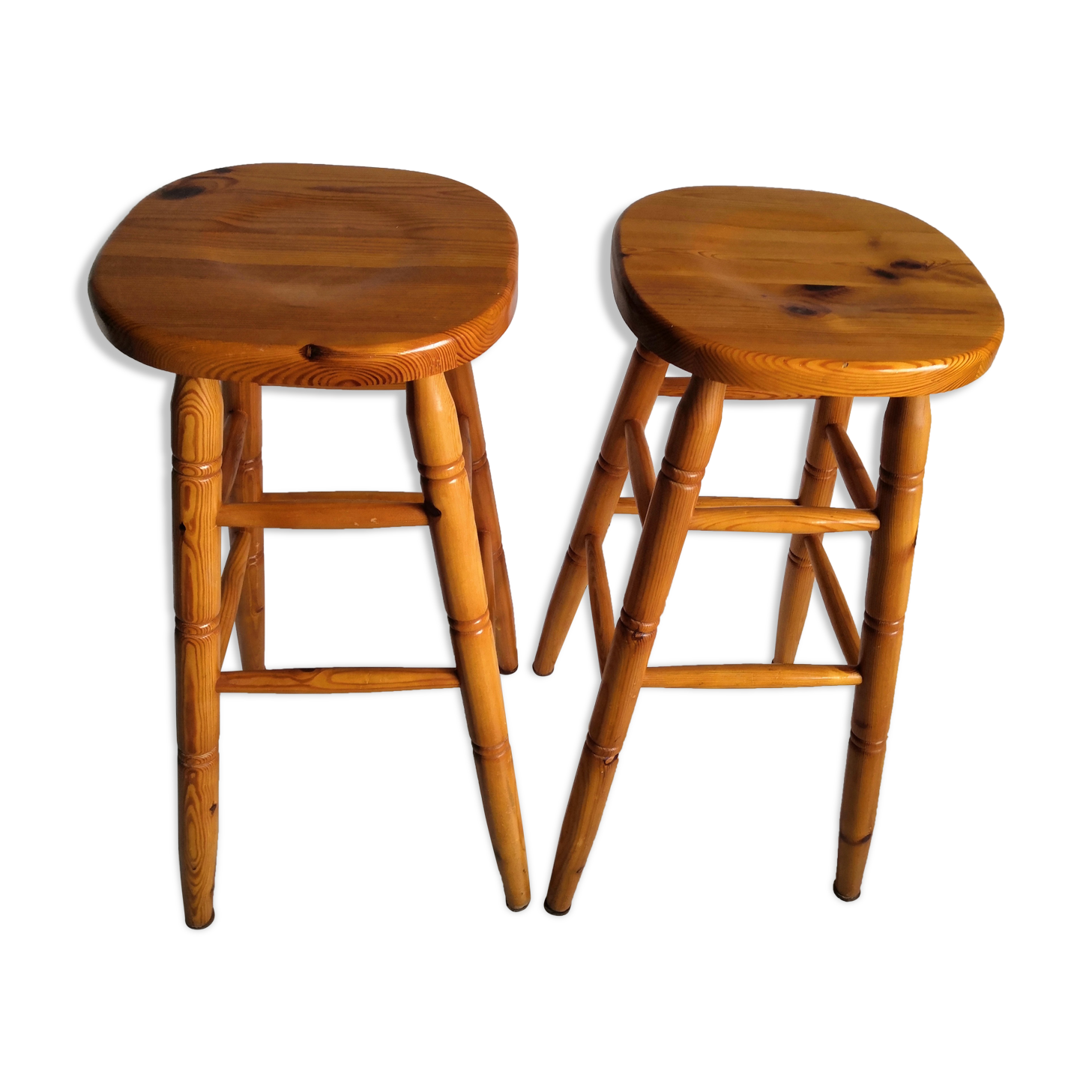 Pair of high bar stools vintage solid pin