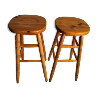 Pair of high bar stools vintage solid pin